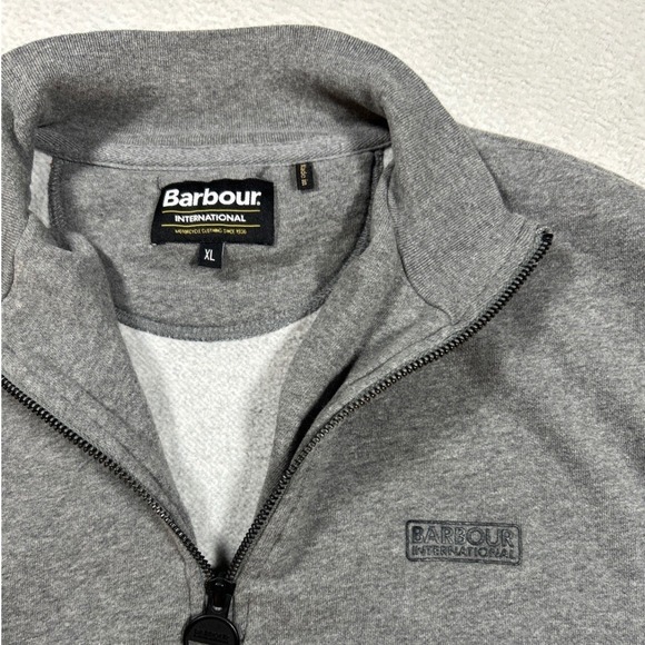 Barbour International Tops - Barbour International Quarter Zip Sweatshirt Women XL Grey Logo Pullover MQL0255